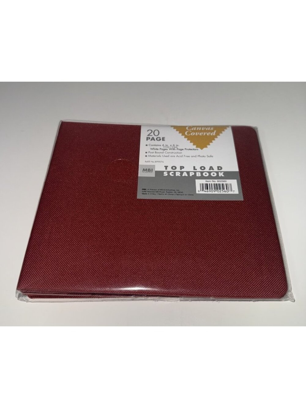 MBI 6” x 6” Canvas Top Loading Scrapbook 20 Pages (10 Sheets) Post Bound Red NEW